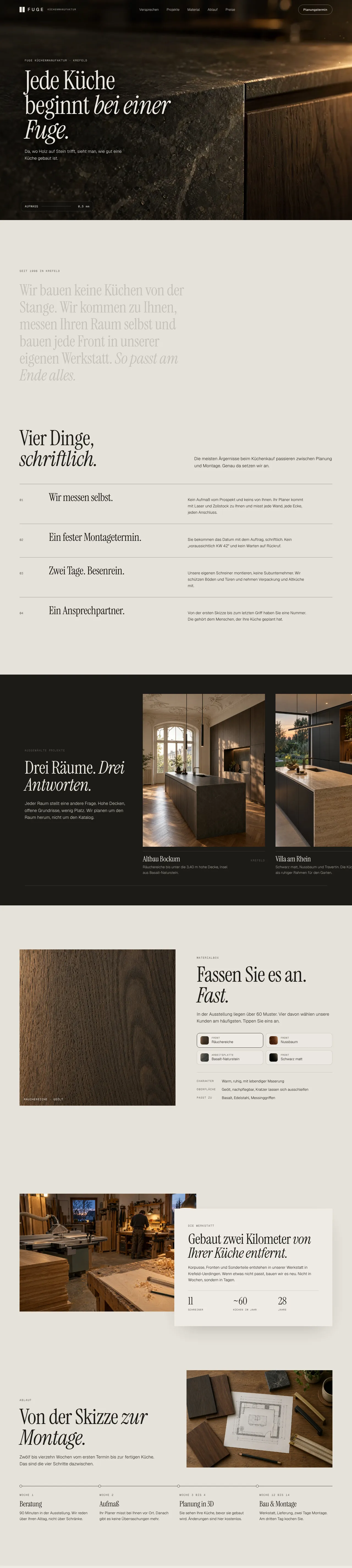 FUGE Küchenmanufaktur — Desktop-Ansicht