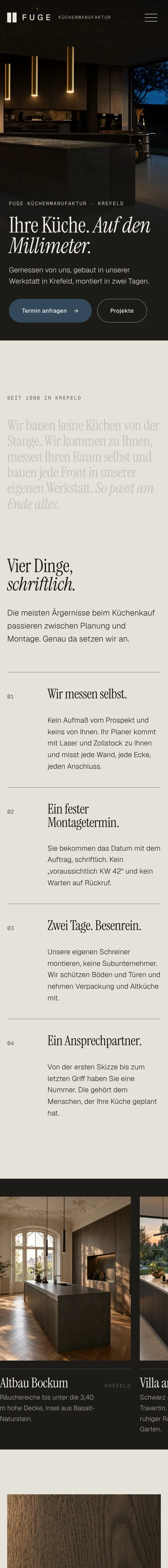 FUGE Küchenmanufaktur — Mobile-Ansicht